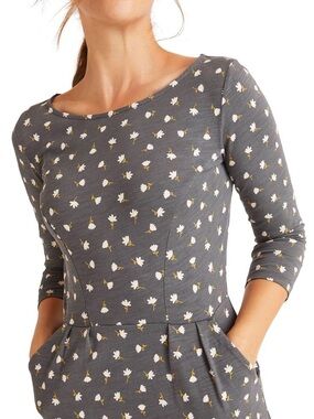 Boden Charcoal Floral Jersey Midi Dress Petite US 2P NWOT
